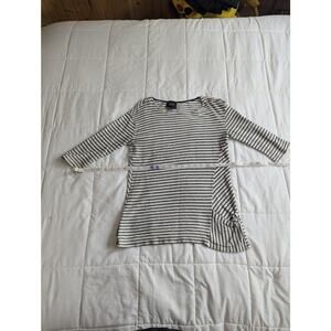 W5 Navy and White Striped women's shirt 3/4 sleeves Stretchy knit
